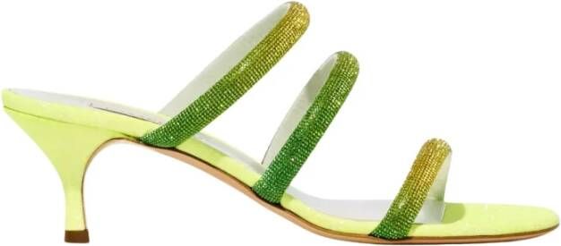 Casadei Groene Hollywood sandalen met hak en kristalversieringen
