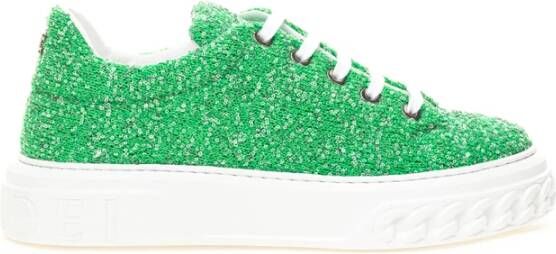 Casadei Groene Leren Sneaker Vetersluiting Comfortabel Green Dames
