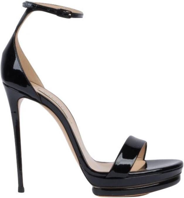 Casadei Julia Zwarte Laksleren Sandalen
