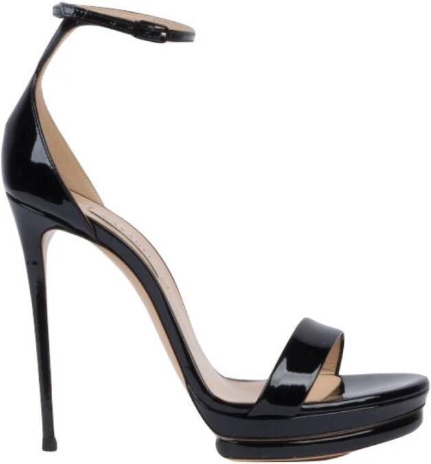 Casadei Julia Zwarte Lakleren Sandalen Black Dames