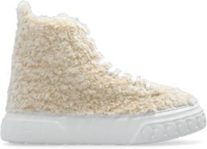 Casadei Hoge sneakers met imitatiebont voor off-road Beige Dames