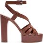 Casadei Iconische Leren Sandaal met Geometrisch Ontwerp Brown Dames - Thumbnail 1