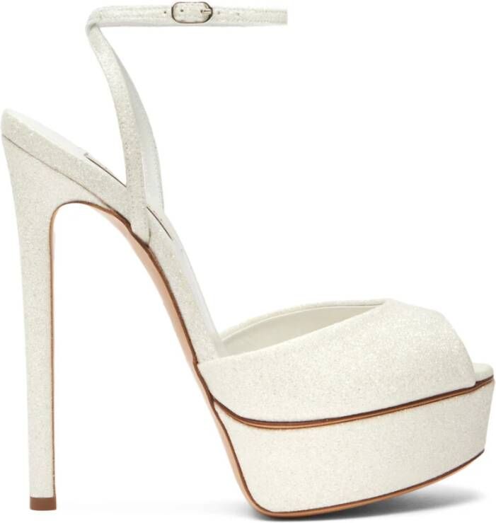 Casadei Jolly Sandaal in Melkkleurige Glitter White Dames