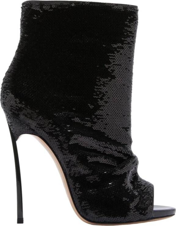 Casadei Laarzen met hak en iconische bladhiel Black Dames