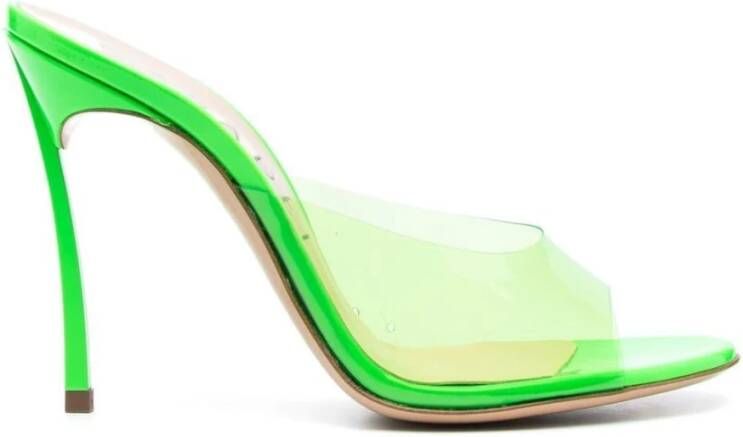 Casadei Neon Groene Transparante Peep-Toe Sandalen Green Dames