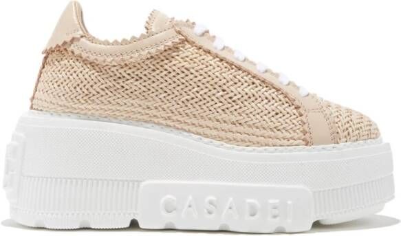 Casadei Gestructureerde vegan leren sneakers met rubberen zool Beige Dames