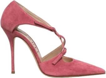 Casadei Poederroze Suède Strappy Hakken Pink Dames