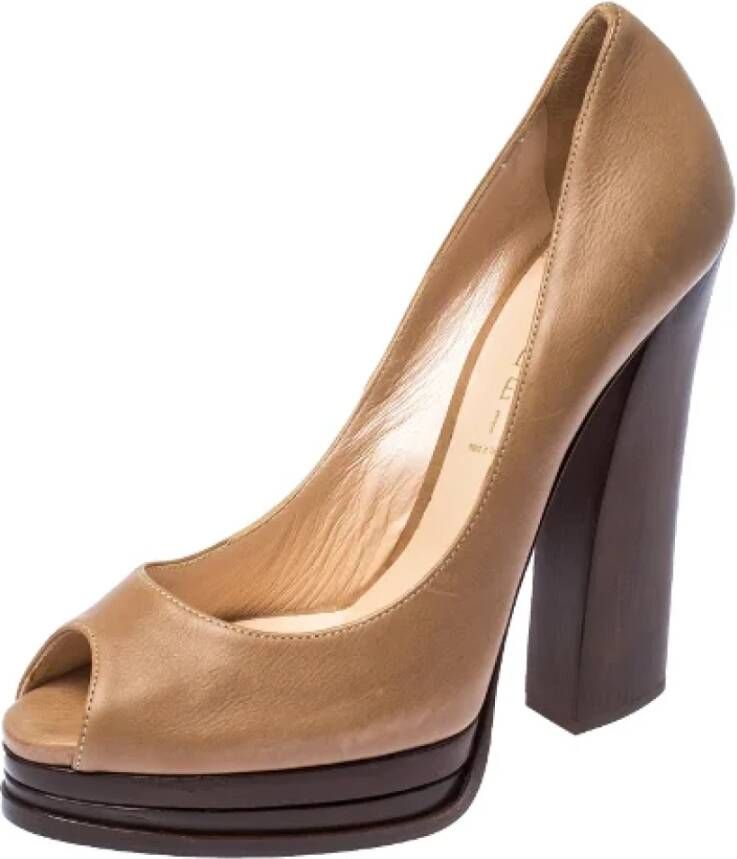 Casadei Pre-owned Leather heels Beige Dames