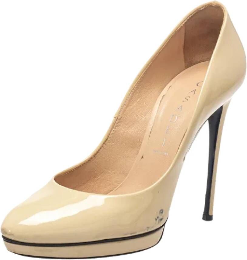 Casadei Pre-owned Leather heels Beige Dames