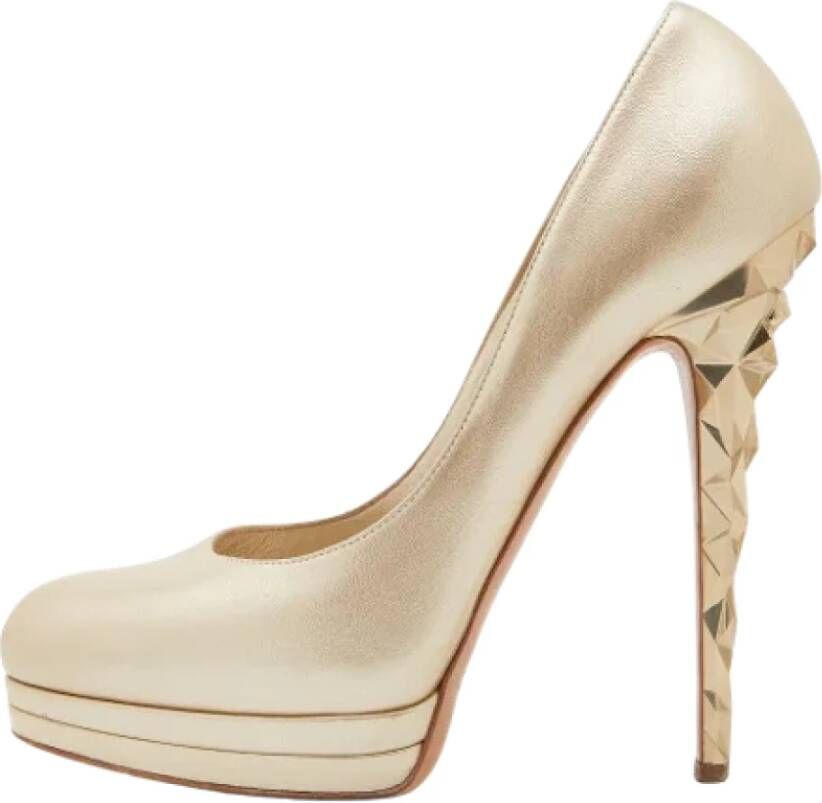 Casadei Pre-owned Leather heels Beige Dames