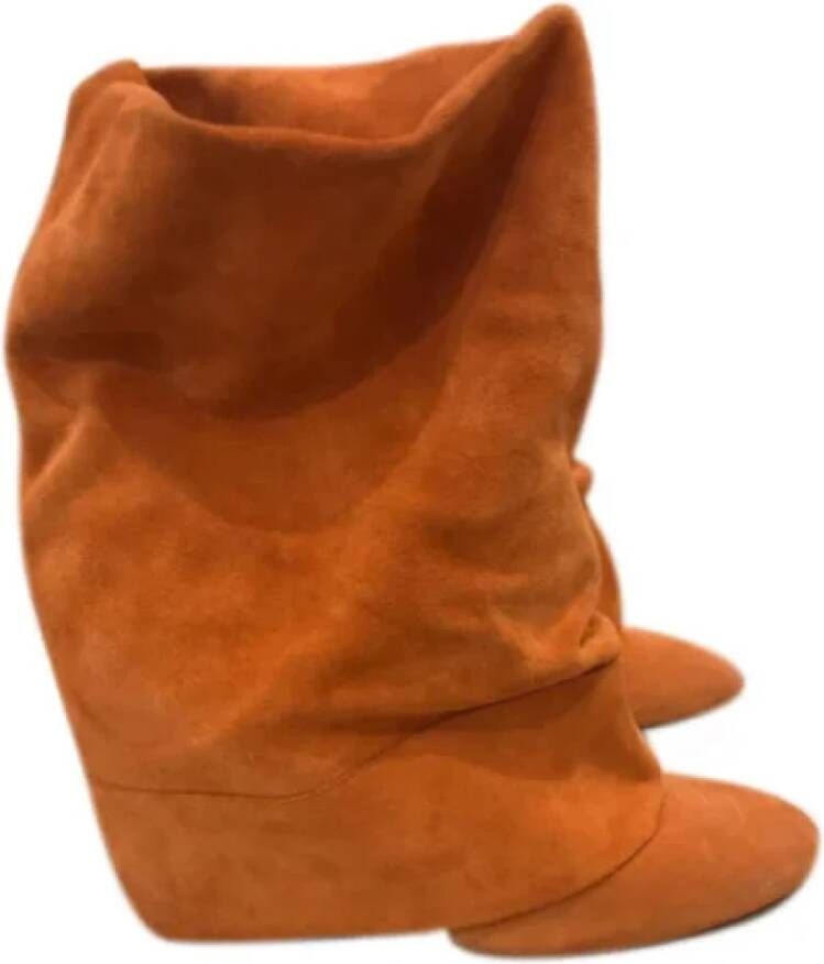 Casadei Pre-owned Suede boots Orange Dames