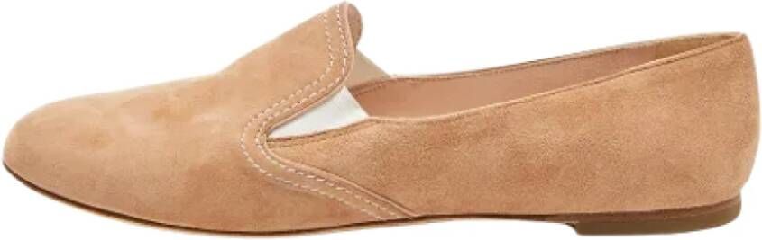 Casadei Pre-owned Suede flats Beige Dames