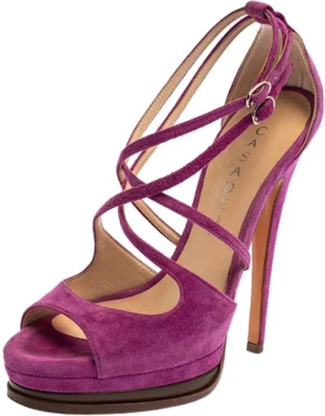 Casadei Pre-owned Suede sandals Purple Dames