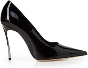 Casadei Puntige Décolleté van Lakleer met 10 cm Hak Zwart Dames