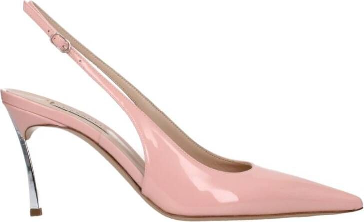 Casadei Roze Leren Middelhak Sandalen met Gesp