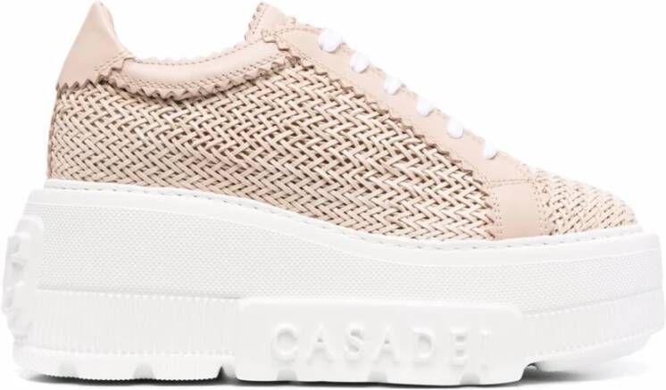 Casadei Gestructureerde vegan leren sneakers met rubberen zool Beige Dames