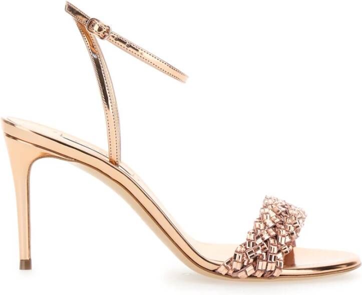 Casadei Roze Stiletto Sandalen met Gevlochten Versiering