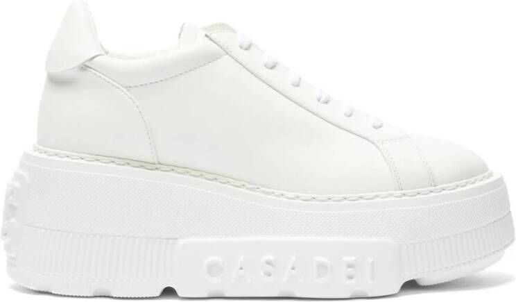 Casadei Logo Leren Platform Sneakers White Dames