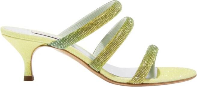 Casadei Groene Hollywood sandalen met hak en kristalversieringen