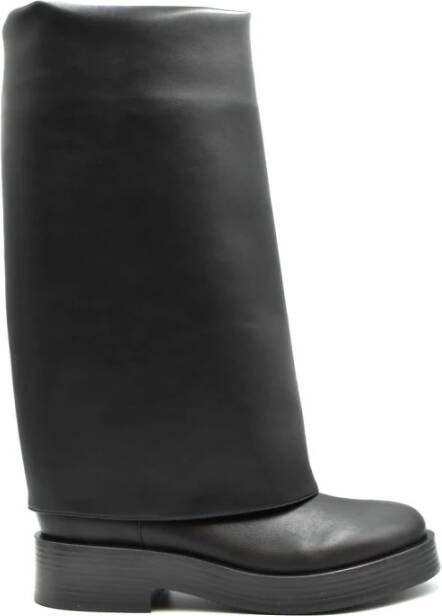 Casadei Zwarte enkellaarzen gelaagd ontwerp Black Dames