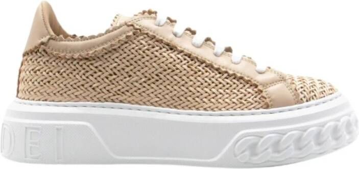 Casadei Vegan Leren Geweven Sneakers Beige Dames