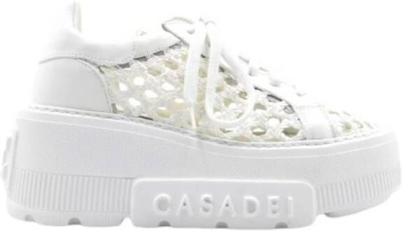 Casadei Witte geweven sneakers met stro-effect