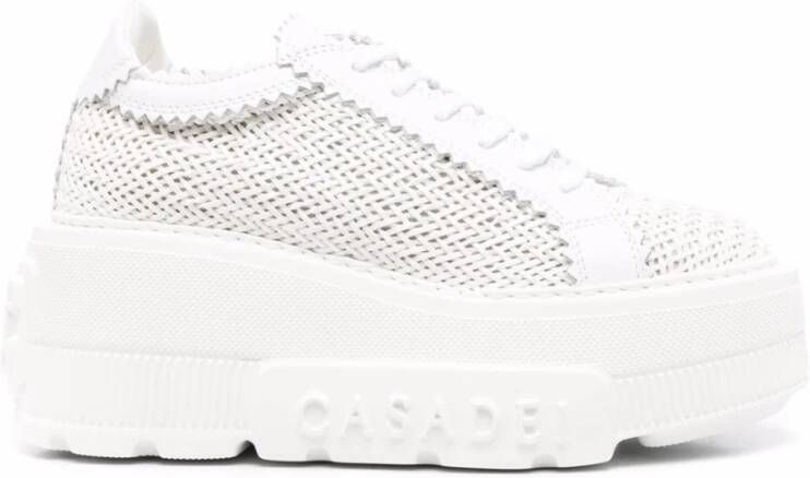 Casadei Witte Leren Platform Sneakers White Dames