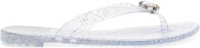 Casadei Zilveren Glitter Sandalen met Swarovski Kristal Detail Gray Dames