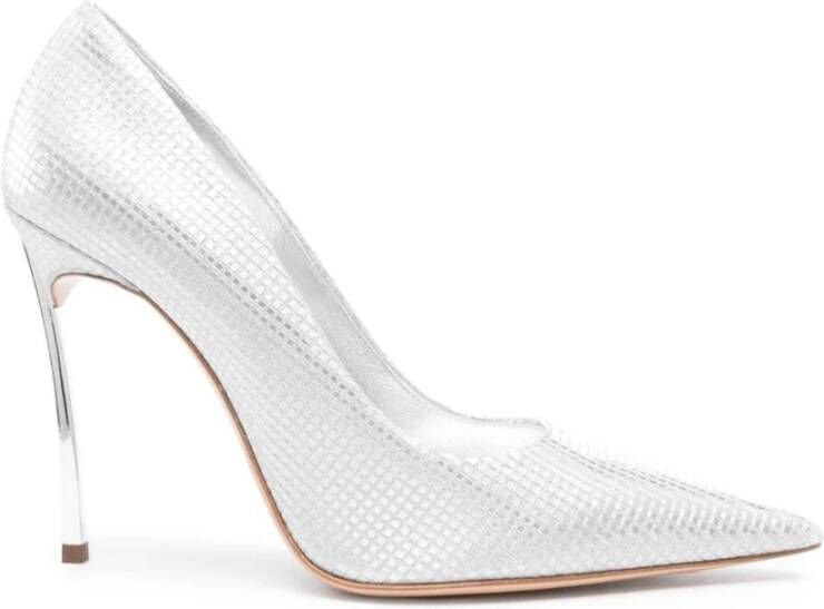 Casadei Zilveren Hak Sandalen Spiegel Finish