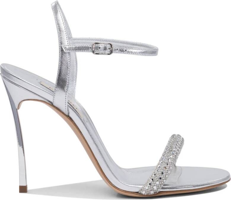 Casadei Zilveren Leren Sandalen voor Vrouwen
