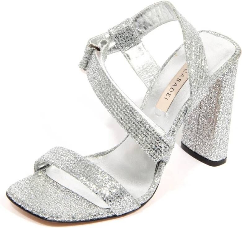 Casadei Zilveren Velcro Sandaal Fata Model