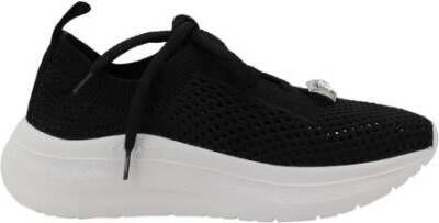 Casadei Zwarte Gebreide Sneakers met Solitaire Bezel