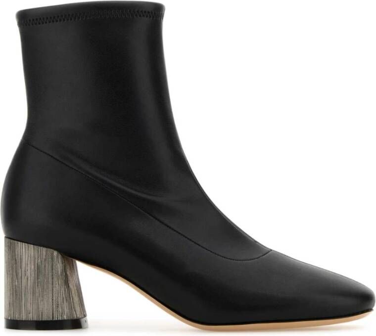 Casadei Zwarte Leren Enkellaarzen 6cm Hak Black Dames