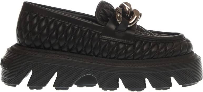 Casadei Zwarte leren mocassin Black Dames