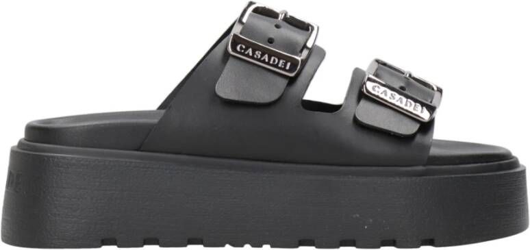 Casadei Zwarte leren sandalen met dubbele band