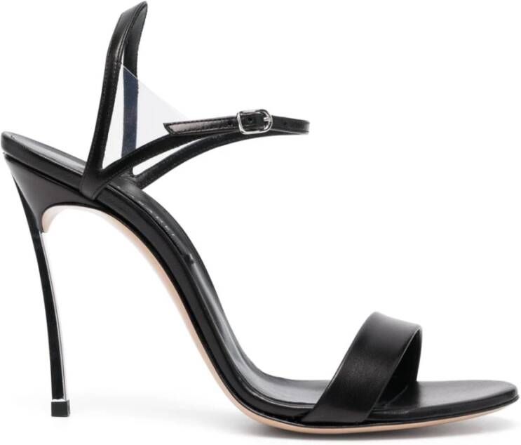 Casadei Zwarte leren sandalen met stalen hak