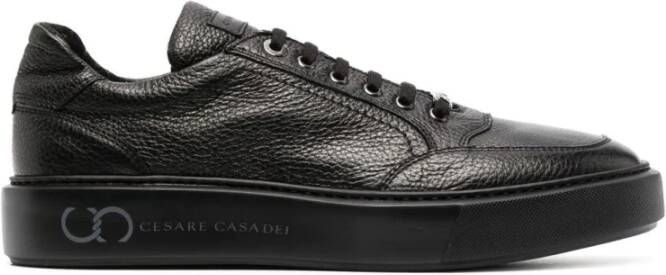 Casadei Zwarte Leren Sneakers voor Mannen Black Heren