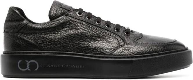 Casadei Zwarte Leren Sneakers voor Mannen Black Heren