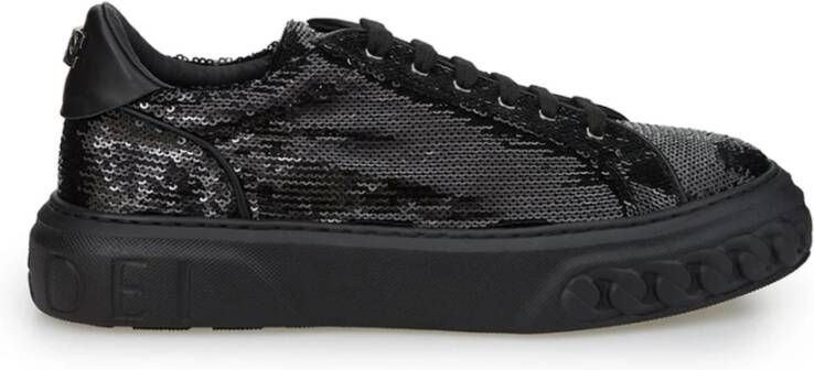 Casadei Zwarte Pailletten Platform Sneakers Black Dames