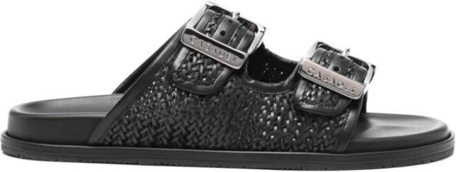 Casadei Zwarte Sandalen met Gespband en Platte Zool
