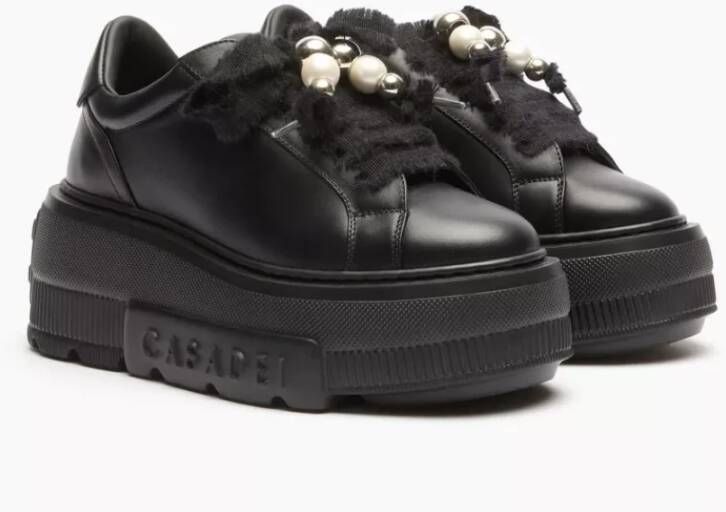 Casadei Zwarte Sneakers met 5 cm zool