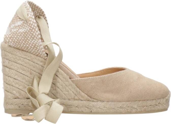 Castañer Zandkleurige Canvas Sleehak Sandalen Beige Dames