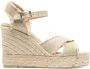 Castañer Beige Crossover Strap Raffia Sleehak Sandalen - Thumbnail 1
