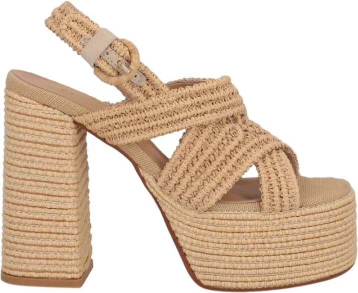 Castañer Beige Raffia Hak Sandalen Beige Dames