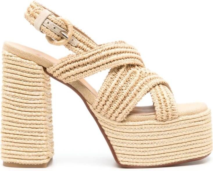 Castañer Beige Sandalen met Kruisband Beige Dames