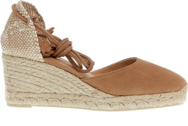 Castañer Beige Sleehak Espadrilles Enkelband Beige Dames