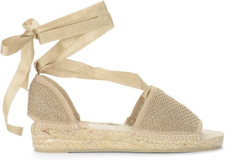 Castañer Beige Zool Sleehak Sandalen met Lurex Details Yellow Dames