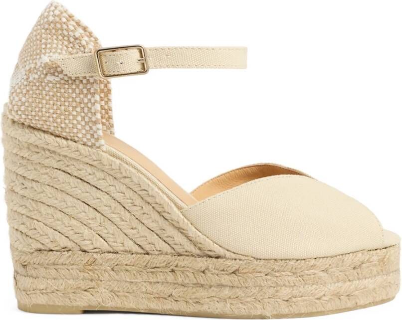 Castañer Bianca gecertificeerde katoenen espadrilles met striksluiting en 11 cm hak