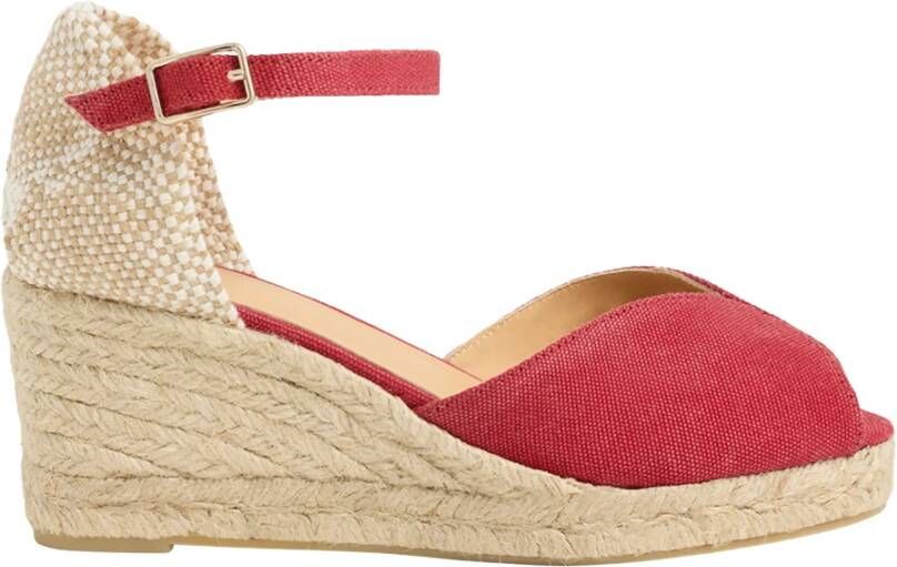 Castañer Bianca gewassen katoenen espadrilles met striksluiting en 7 cm hak.
