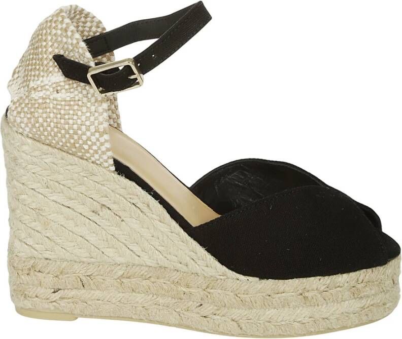 Castañer Zwarte Canvas Platform Wedge Espadrilles Black Dames